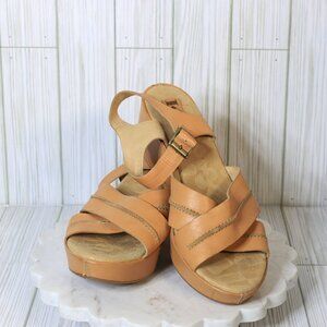 Korks by Kork-Ease Size US 9 Women's Saddle Brenda Leather Wedge Sandals